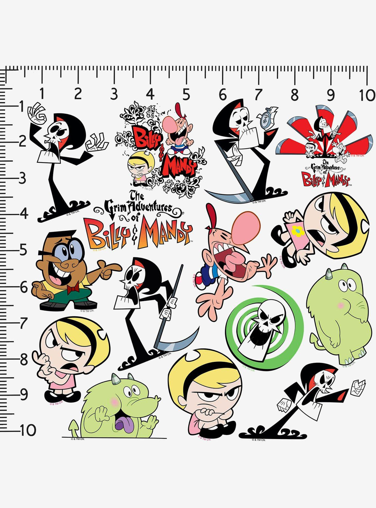 Pack de 100 stickers de Las sombrías aventuras de Billy y Mandy