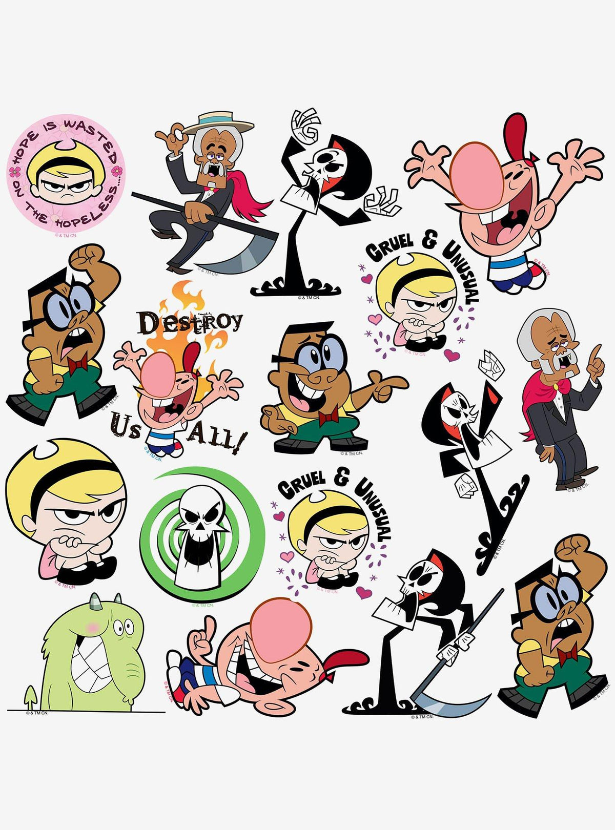Pack de 100 stickers de Las sombrías aventuras de Billy y Mandy