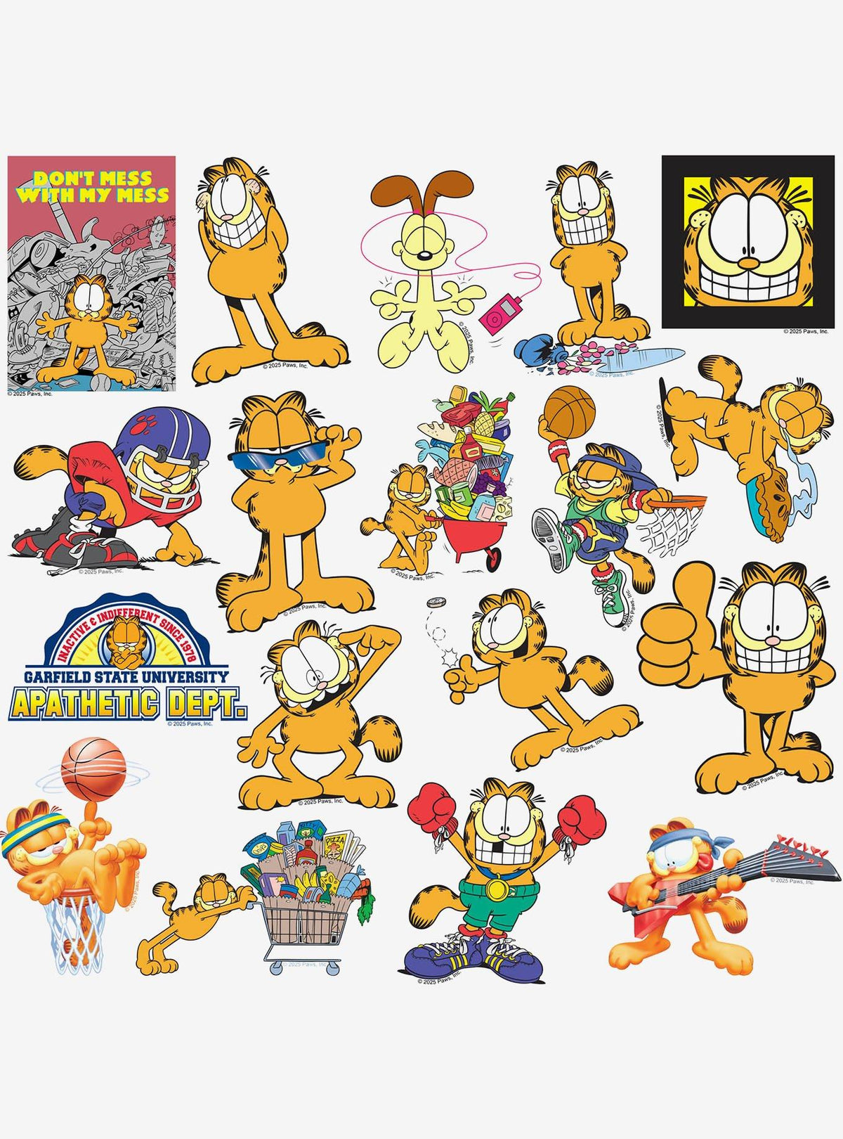 Pack de 100 stickers variados de Garfield