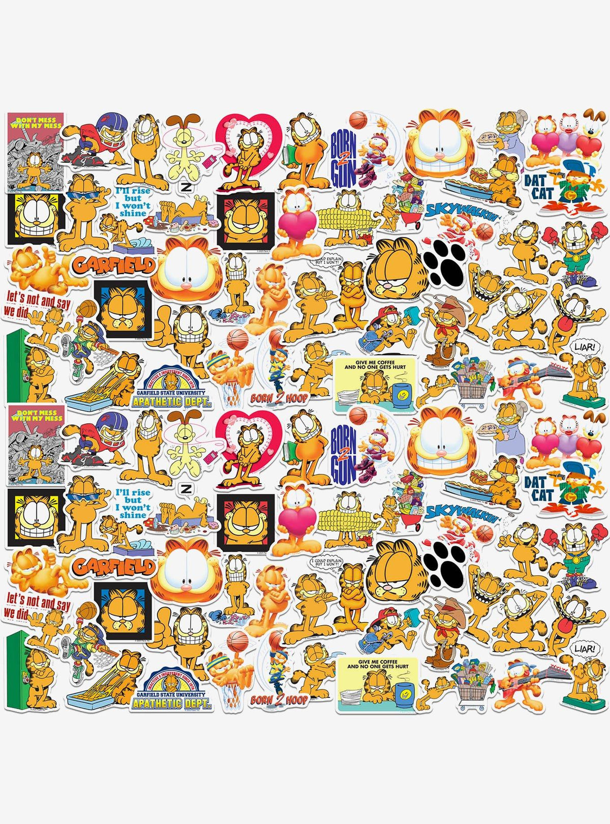 Pack de 100 stickers variados de Garfield