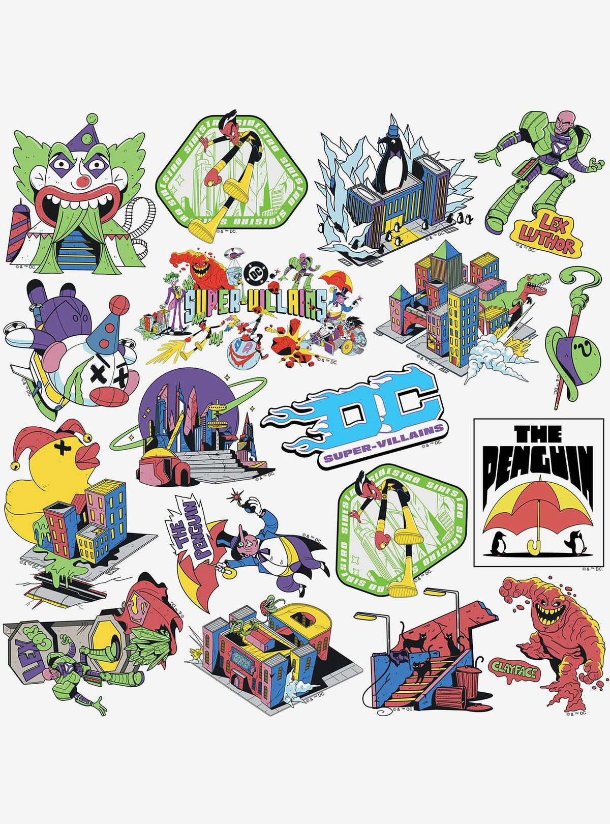 Pack de 100 stickers de villanos de Justice League