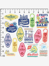 Pack de 100 stickers de letreros vintage de Plaza Sésamo