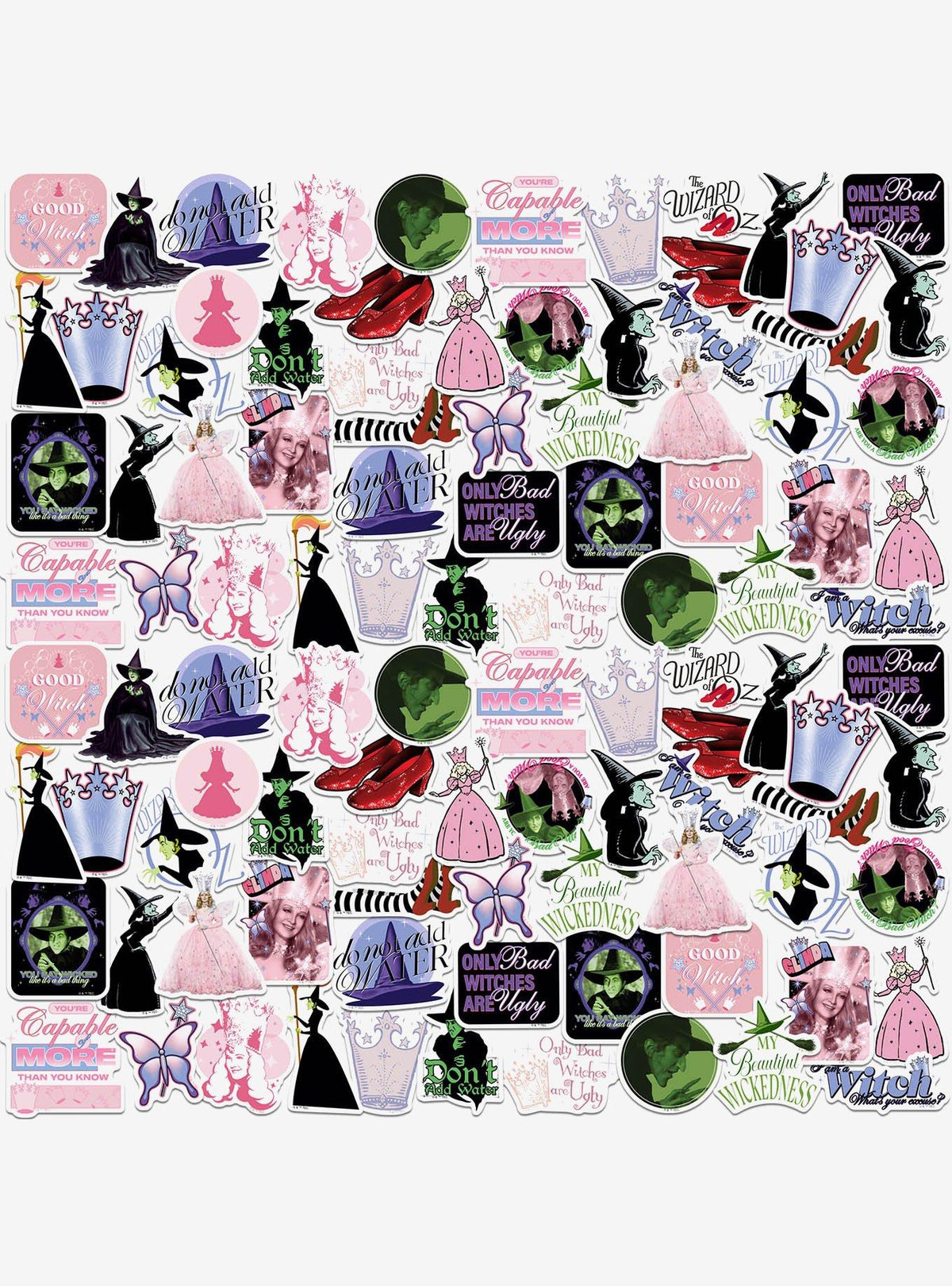 Pack de 100 stickers de El mago de Oz: brujas