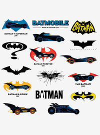 Pack de 100 stickers de Batman: Batimóviles a través del tiempo