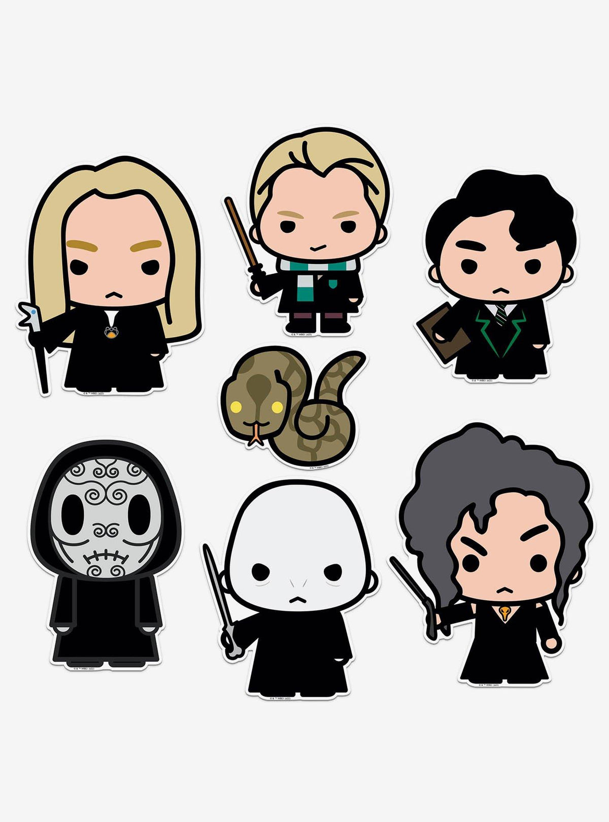 Pack de 100 stickers chibi de villanos de Harry Potter