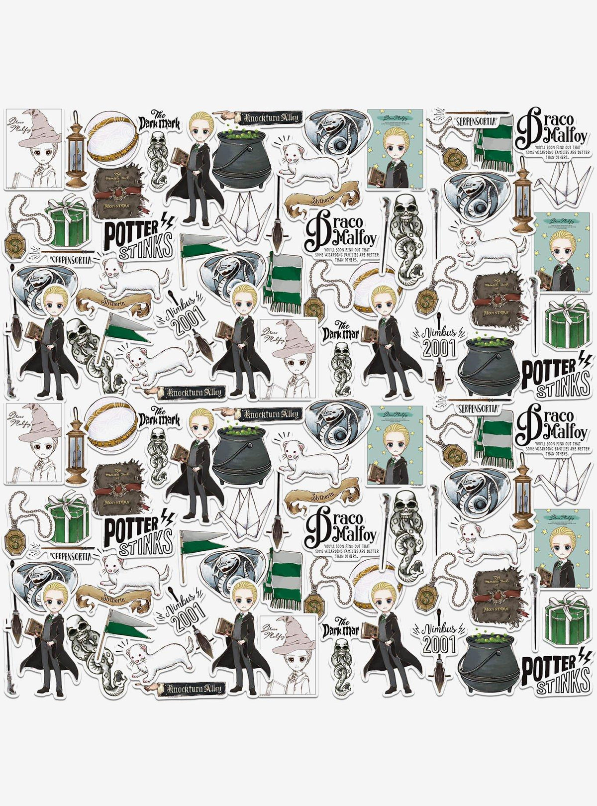 Pack de 100 stickers chibi de Draco Malfoy - Harry Potter
