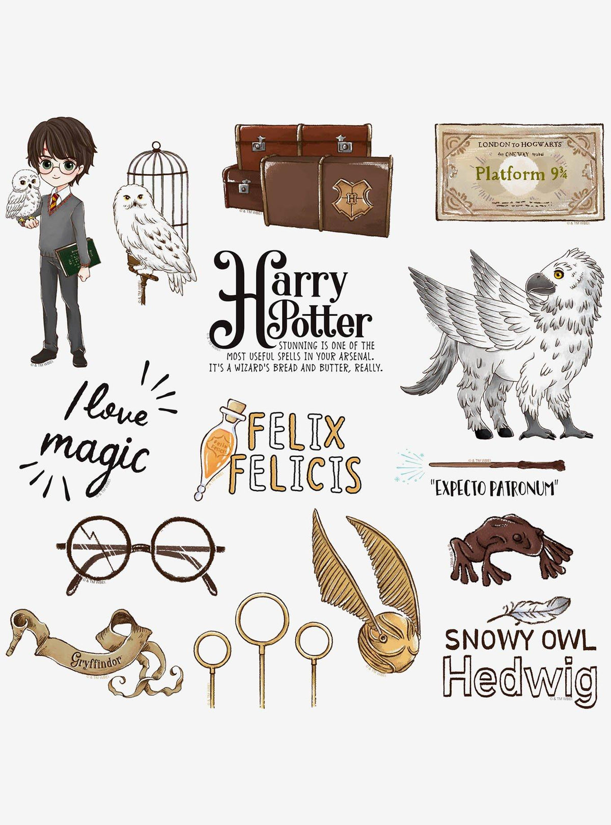 Pack de 100 stickers chibi de Harry Potter