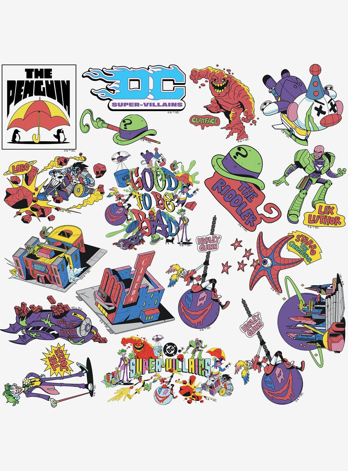 Pack de 100 stickers de villanos de Justice League