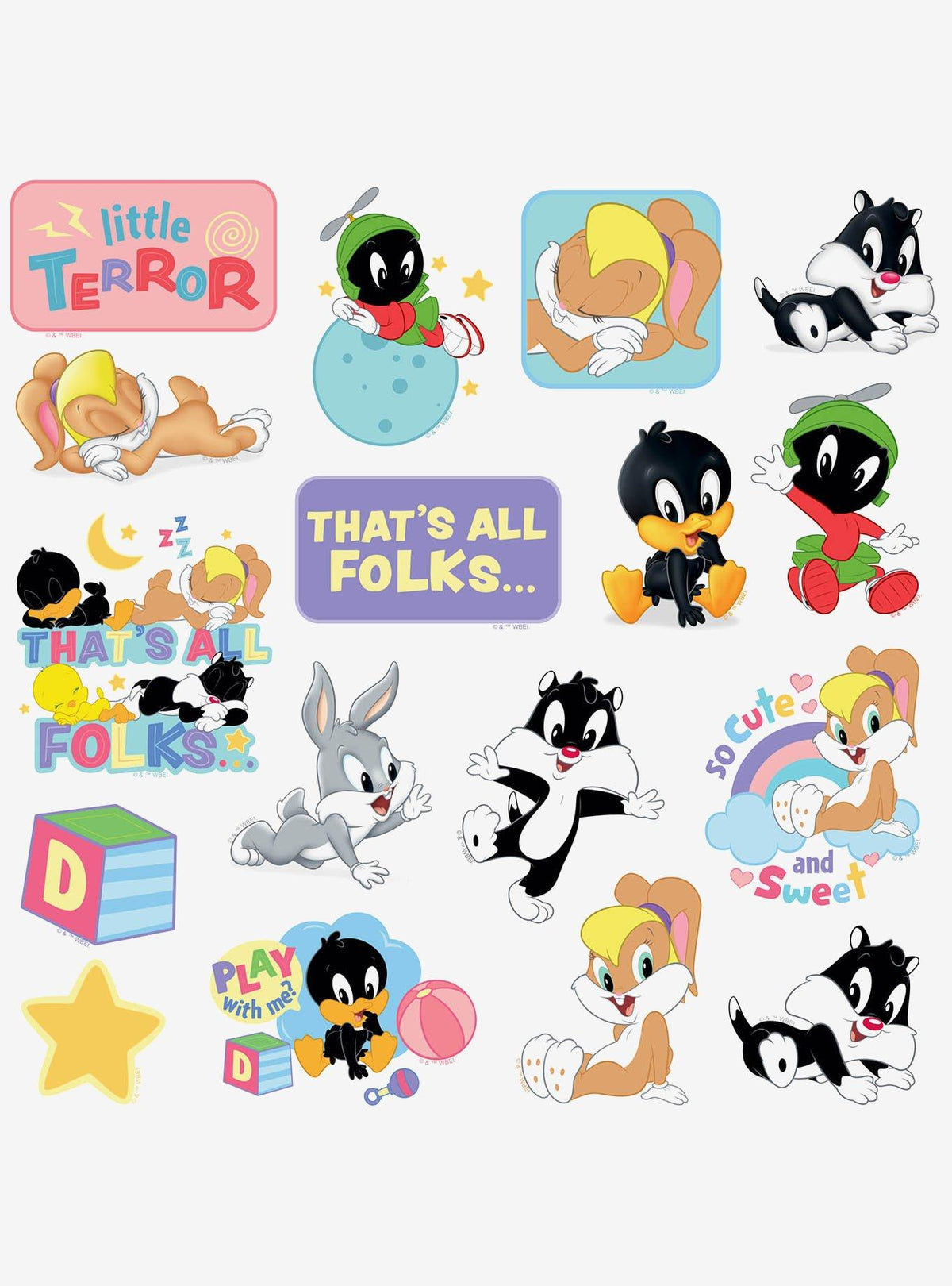 Pack de 100 stickers tiernos de Looney Tunes