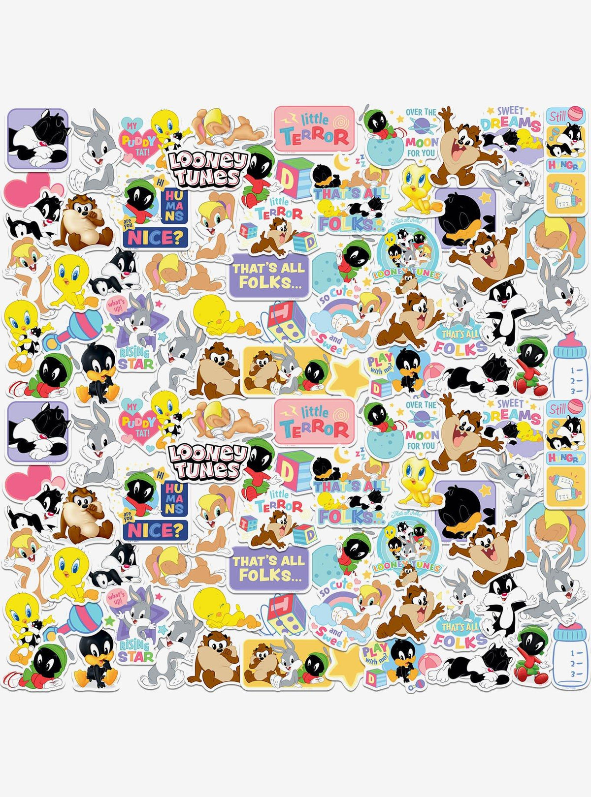 Pack de 100 stickers tiernos de Looney Tunes