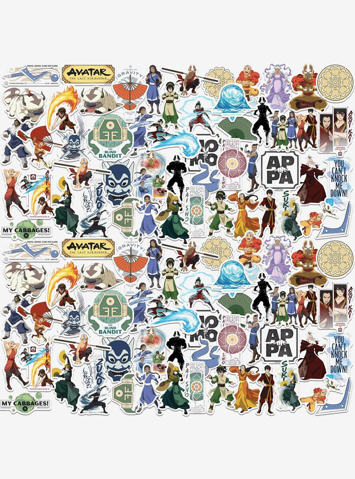 Pack de 100 stickers variados de Avatar: La leyenda de Aang