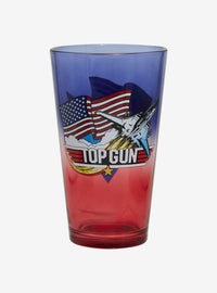 Vaso de vidrio rojo y azul Top Gun
