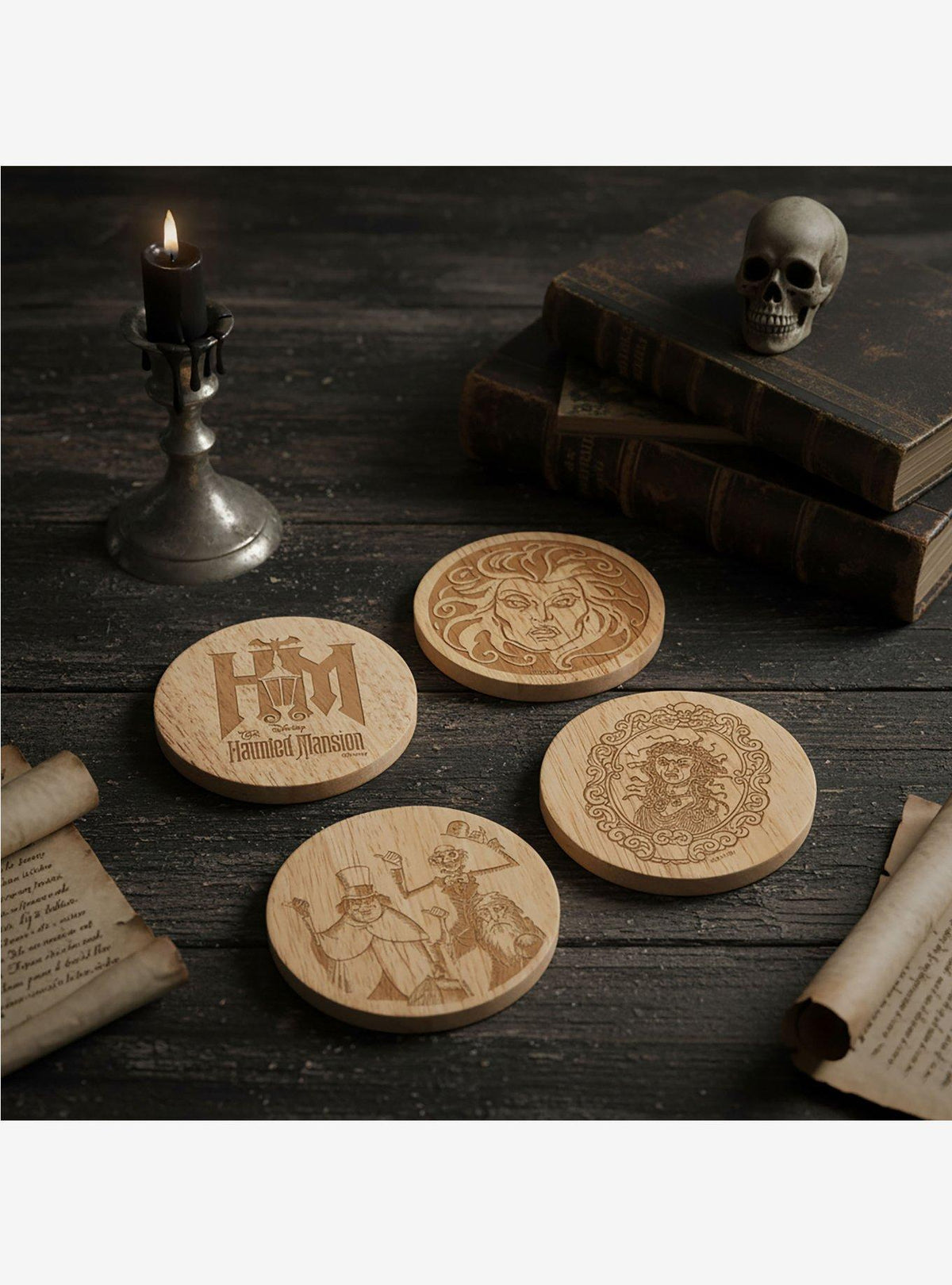Disney Haunted Mansion: set de 4 posavasos con destapadores