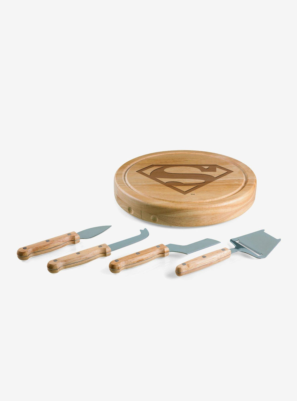 Tabla para quesos Superman con utensilios