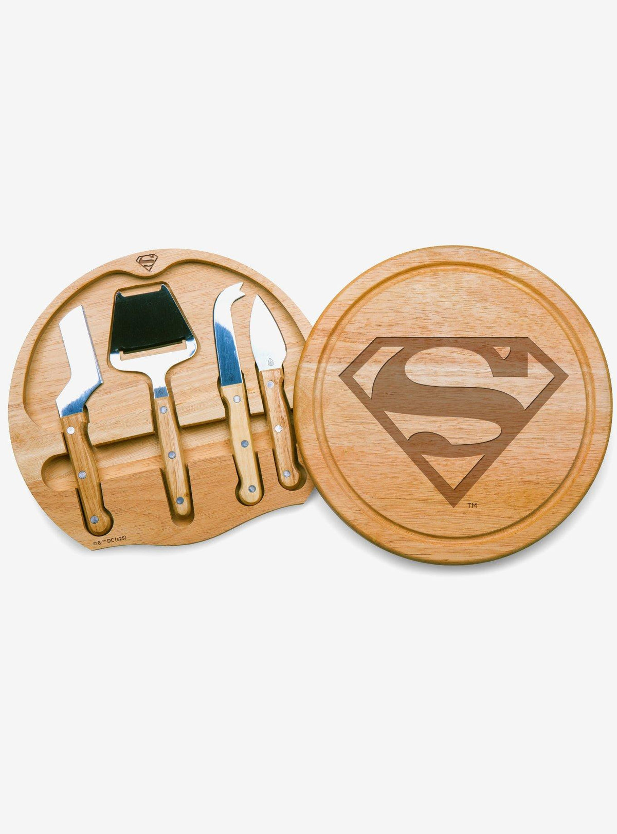 Tabla para quesos Superman con utensilios