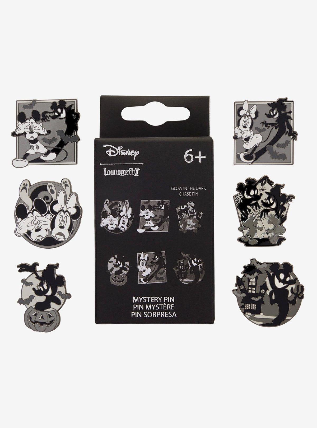 Pin sorpresa esmaltado Disney Halloween en blanco y negro