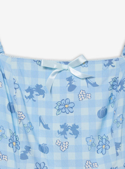 Vestido midi de cuadros con íconos de Cinderella