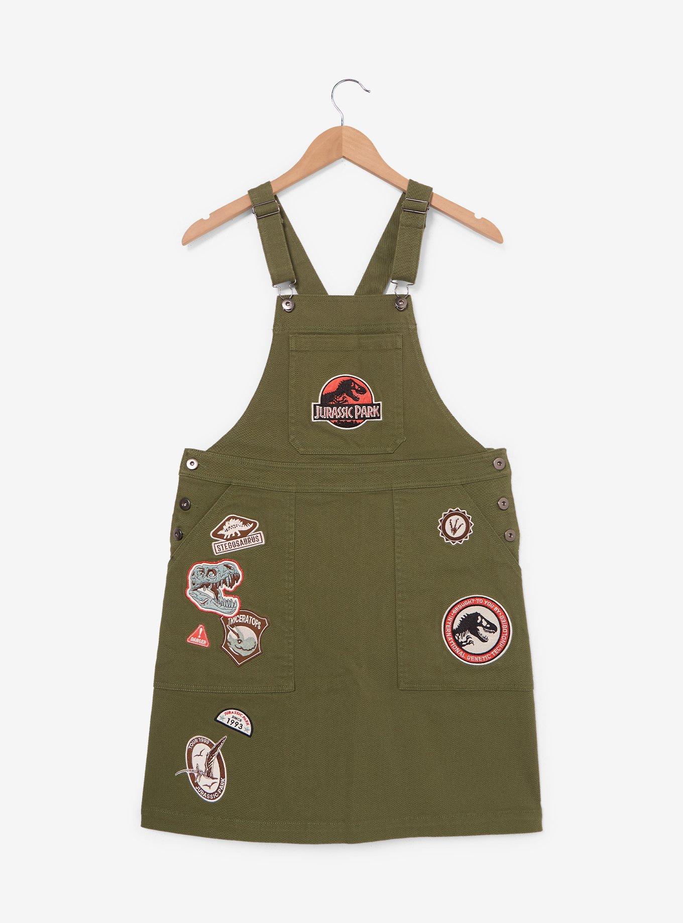 Vestido jardinera Jurassic Park con parches bordados