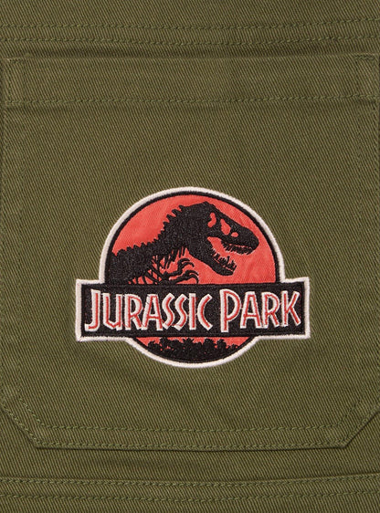 Vestido jardinera Jurassic Park con parches bordados