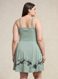 Vestido deportivo talla grande de Chimuelo y flores