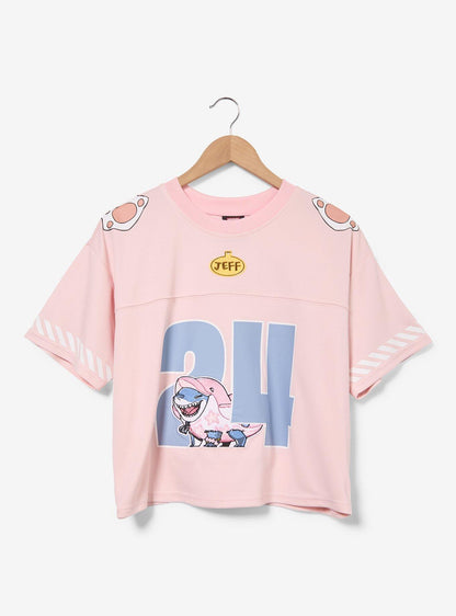Polera deportiva corta de mujer Jeff the Land Shark