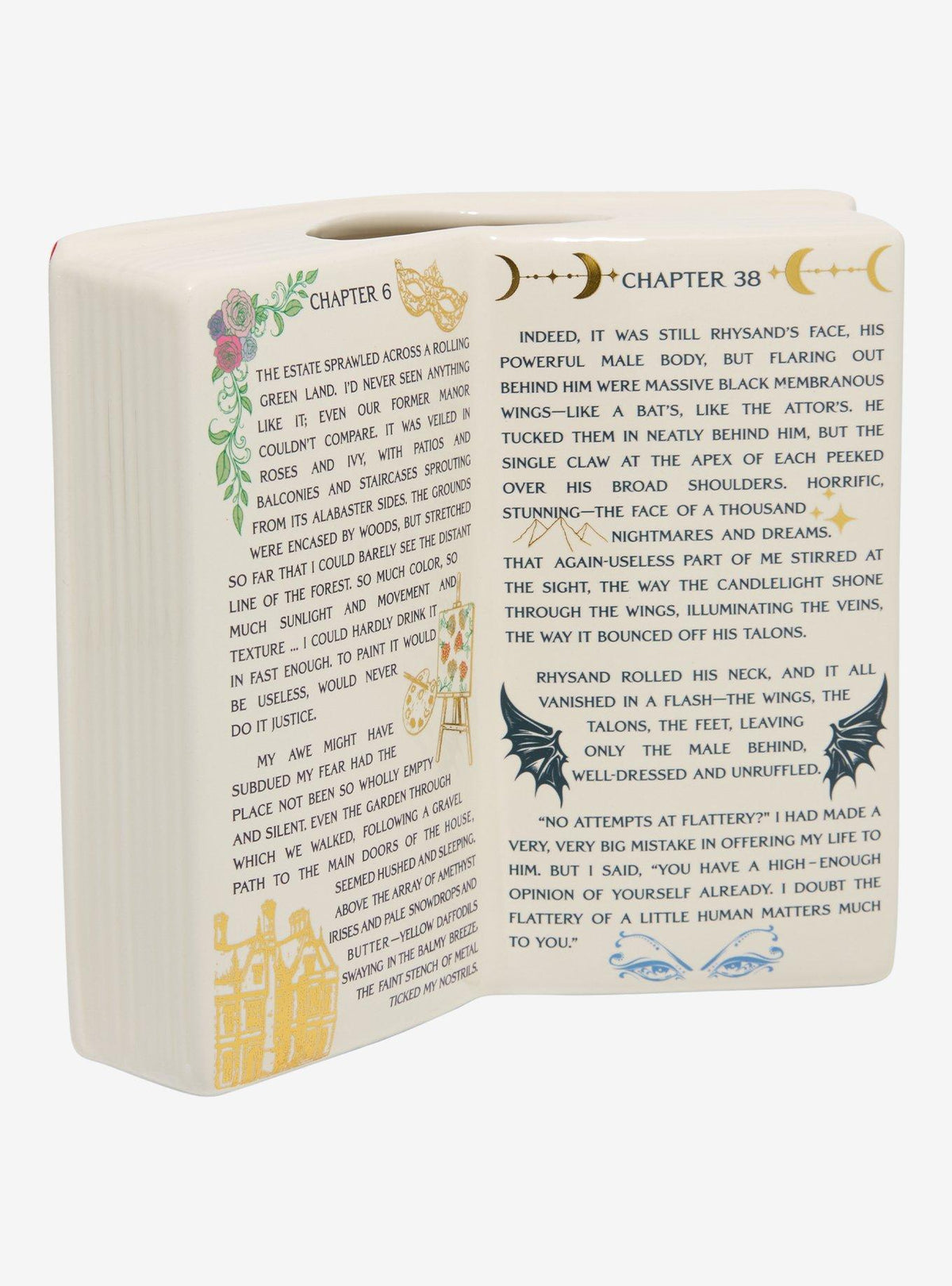 Jarrón de libro abierto A Court of Thorns and Roses