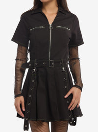 Vestido negro con tirantes desmontables de Stitch