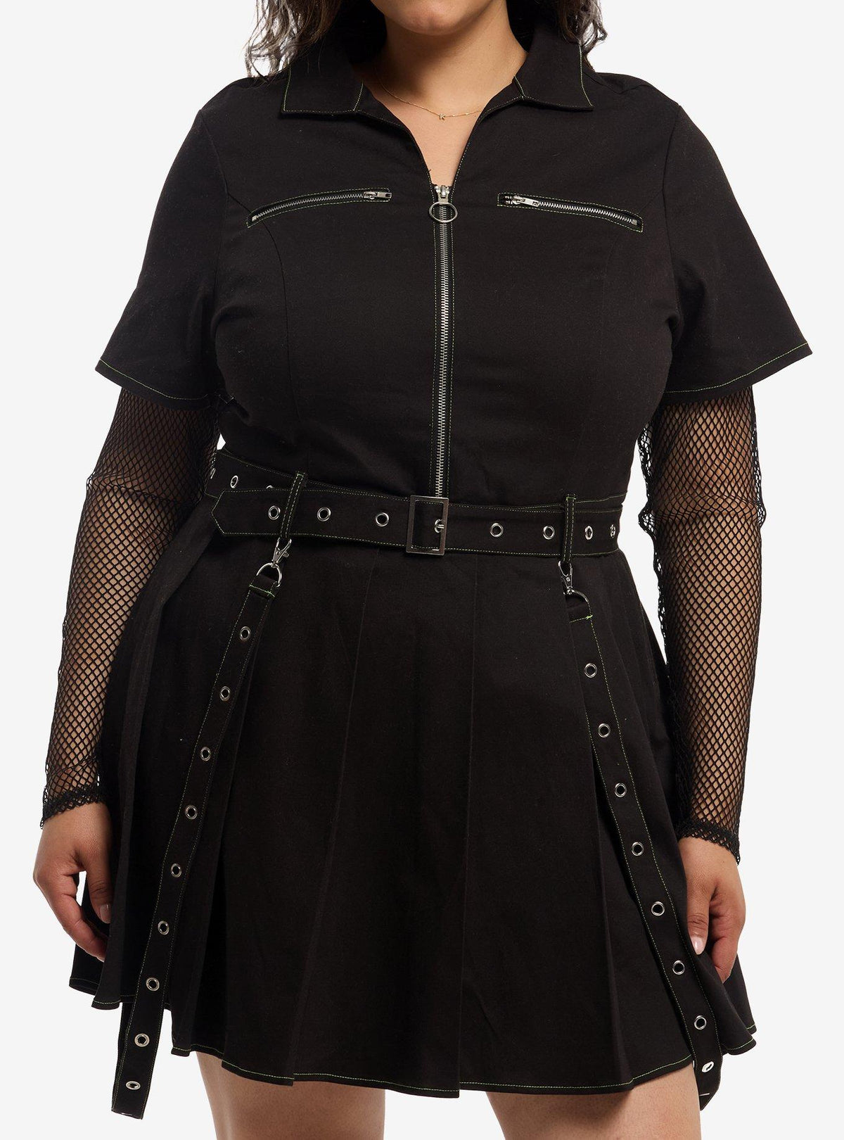 Vestido negro y verde de Stitch con tirantes, talla plus