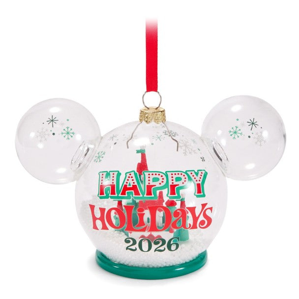 Adorno de vidrio de Mickey Mouse y el castillo de Fantasyland 2026