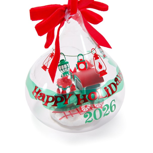 Adorno navideño de vidrio Mickey Mouse en tren 2026
