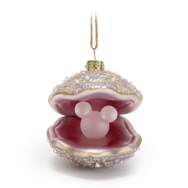 Adorno de vidrio de ostra con perla de Mickey Mouse