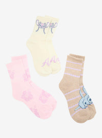 Disney Stitch y Angel: calcetines a rayas y flores, 3 pares