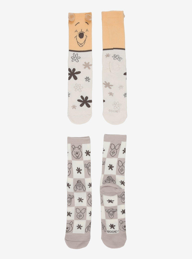 Calcetines Winnie the Pooh florales y a cuadros, 2 pares