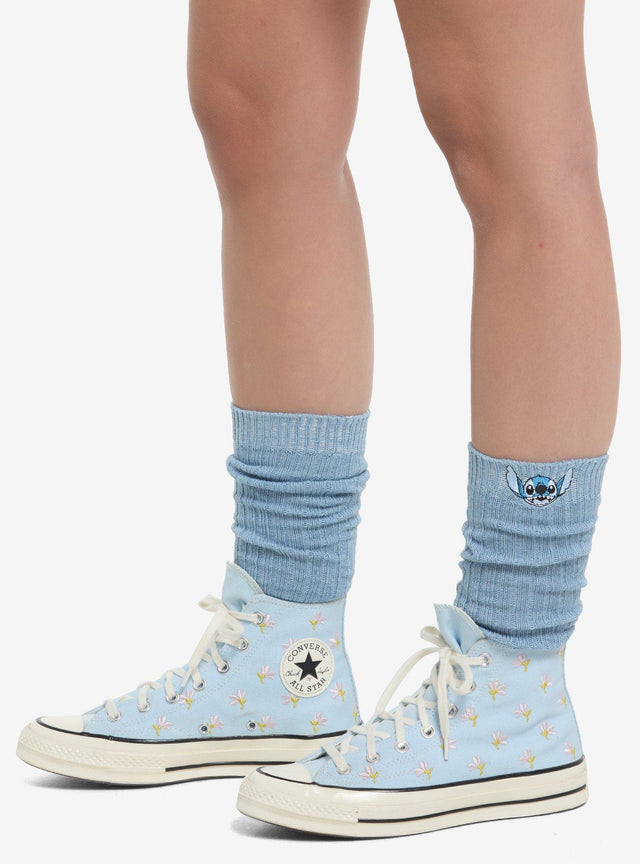 Calcetines fruncidos Disney Stitch con rayas varsity