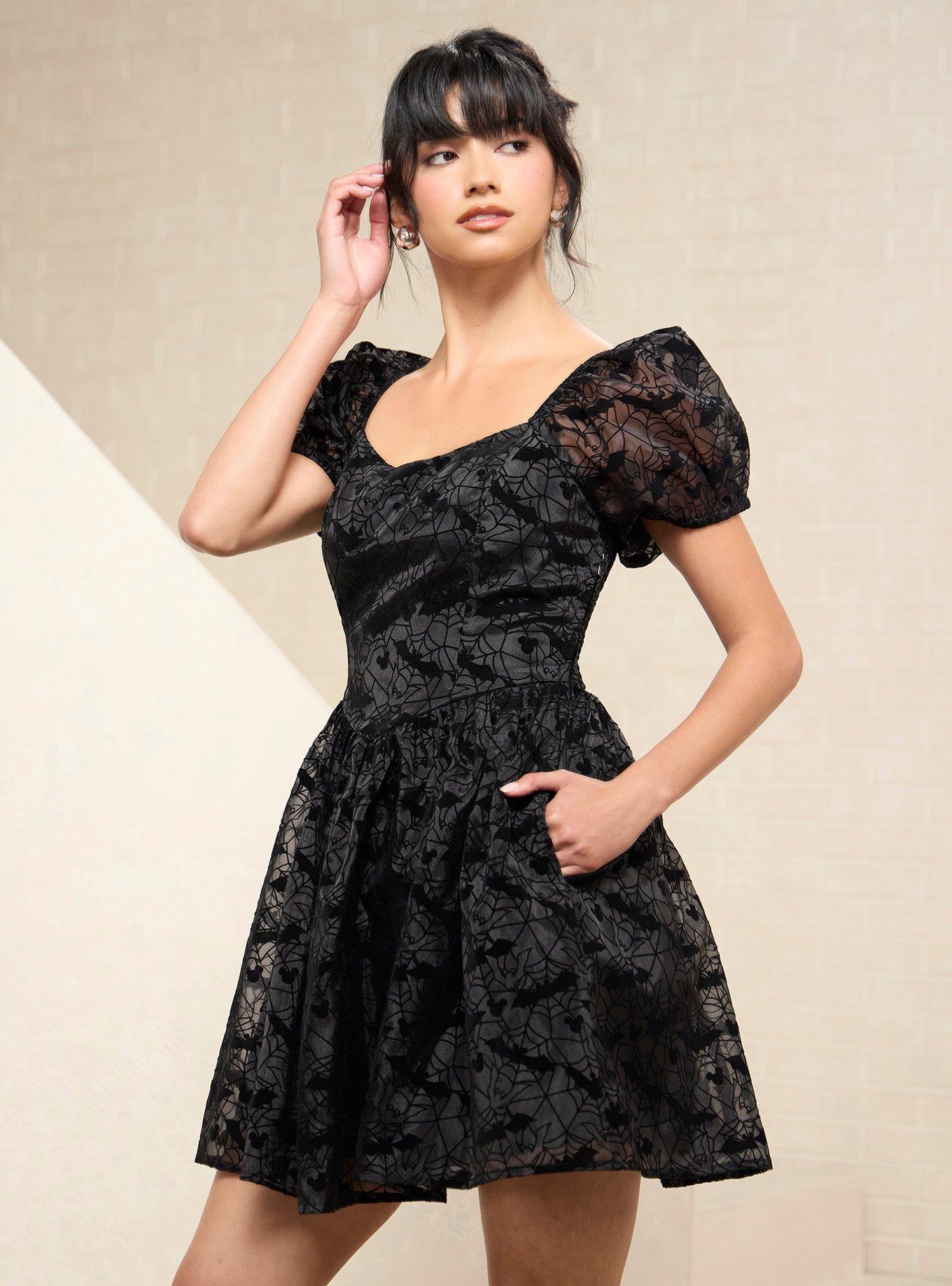 Vestido Disney Mickey Mouse con telarañas y mangas abullonadas