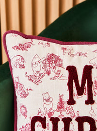 Cojín navideño estilo toile de Winnie the Pooh