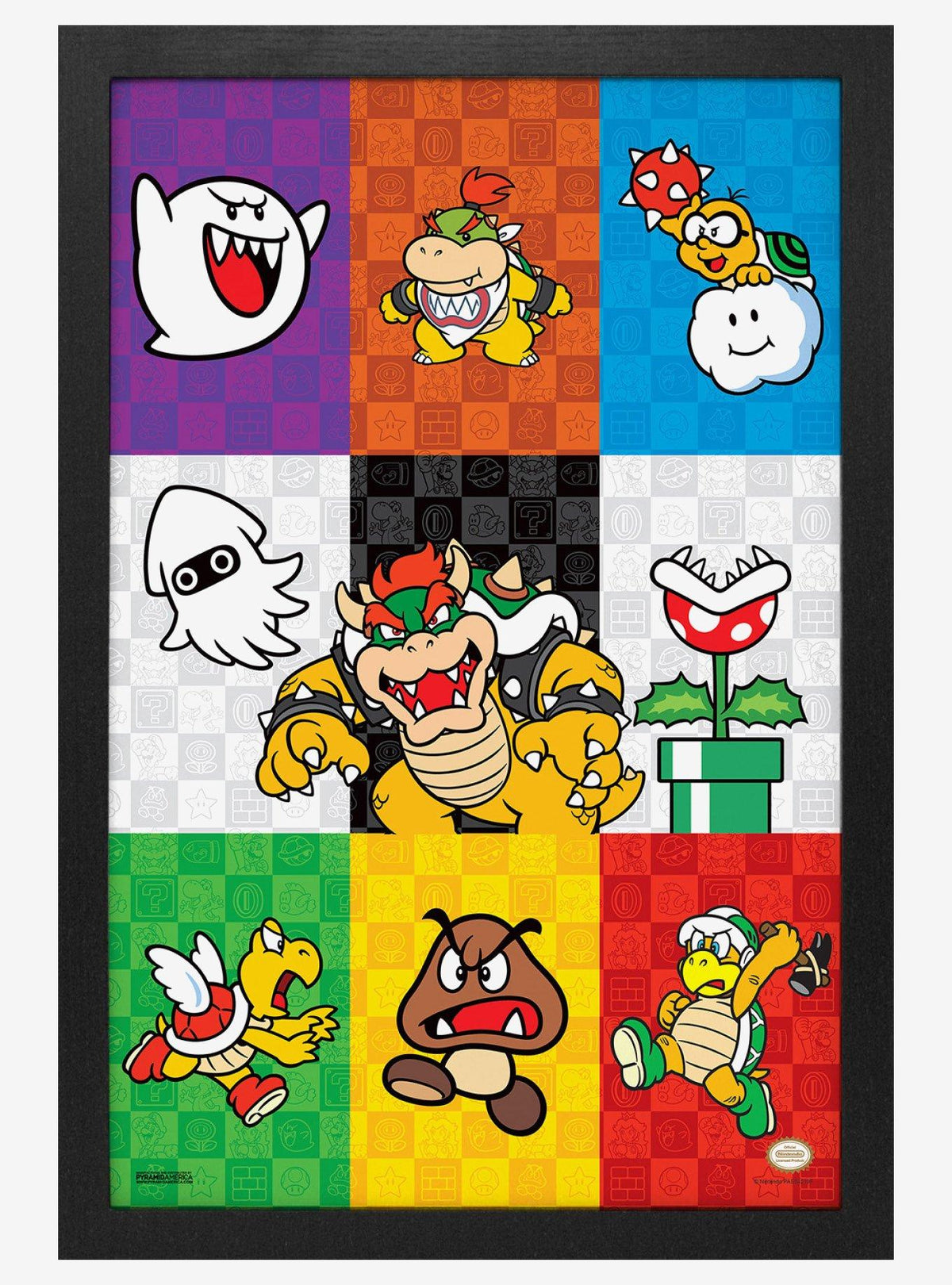 Cuadro enmarcado de villanos Pop Art de Super Mario