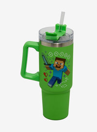 Vaso Minecraft con bombilla y asa