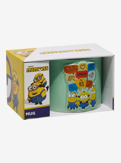 Taza de Minions con burbujas de pensamiento