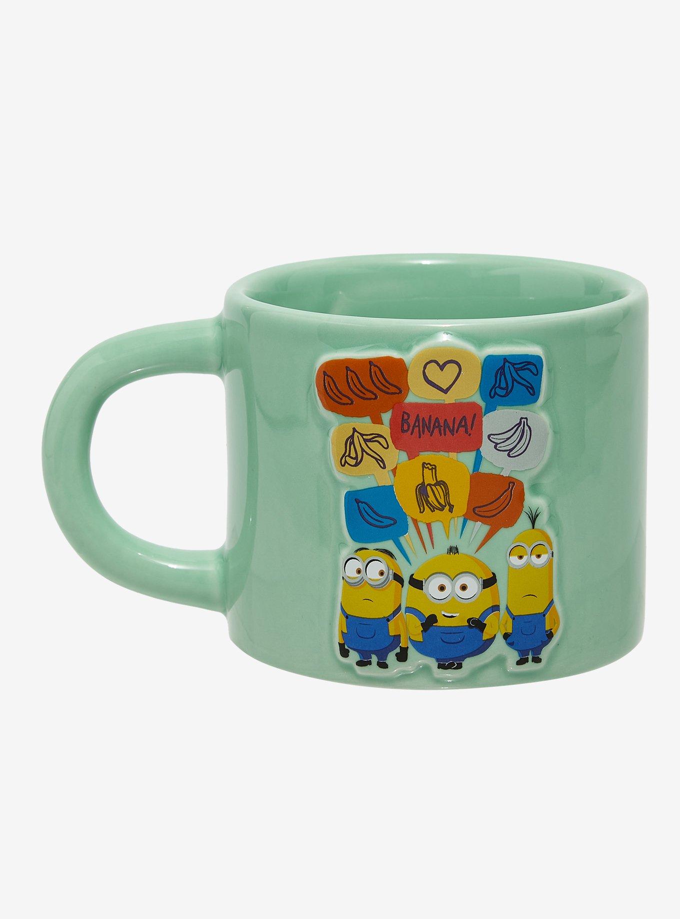 Taza de Minions con burbujas de pensamiento