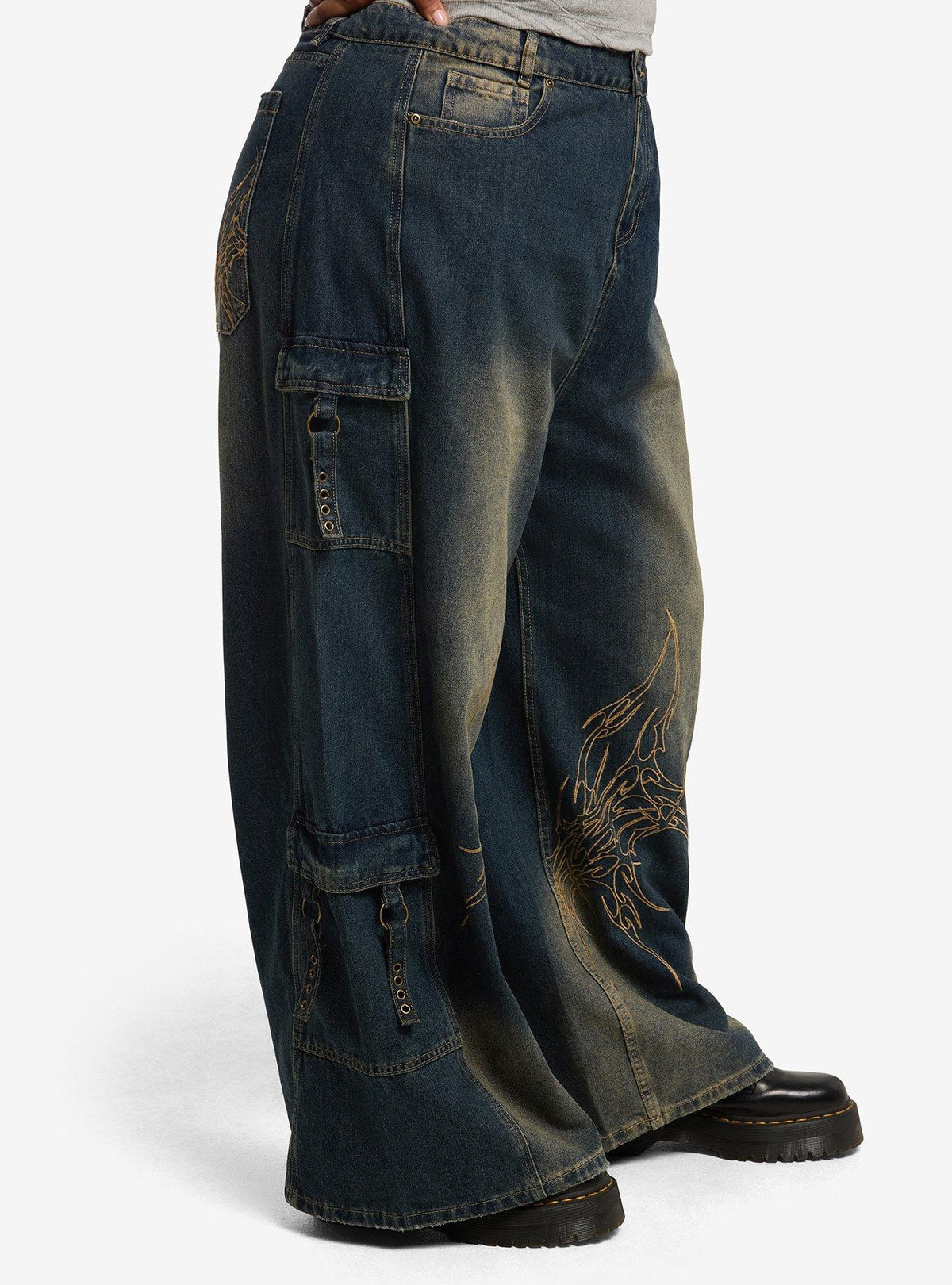 Jeans cargo de pierna ancha Plus Size de Stitch