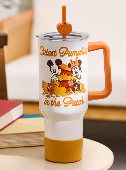 Vaso con bombilla y asa de Mickey & Minnie