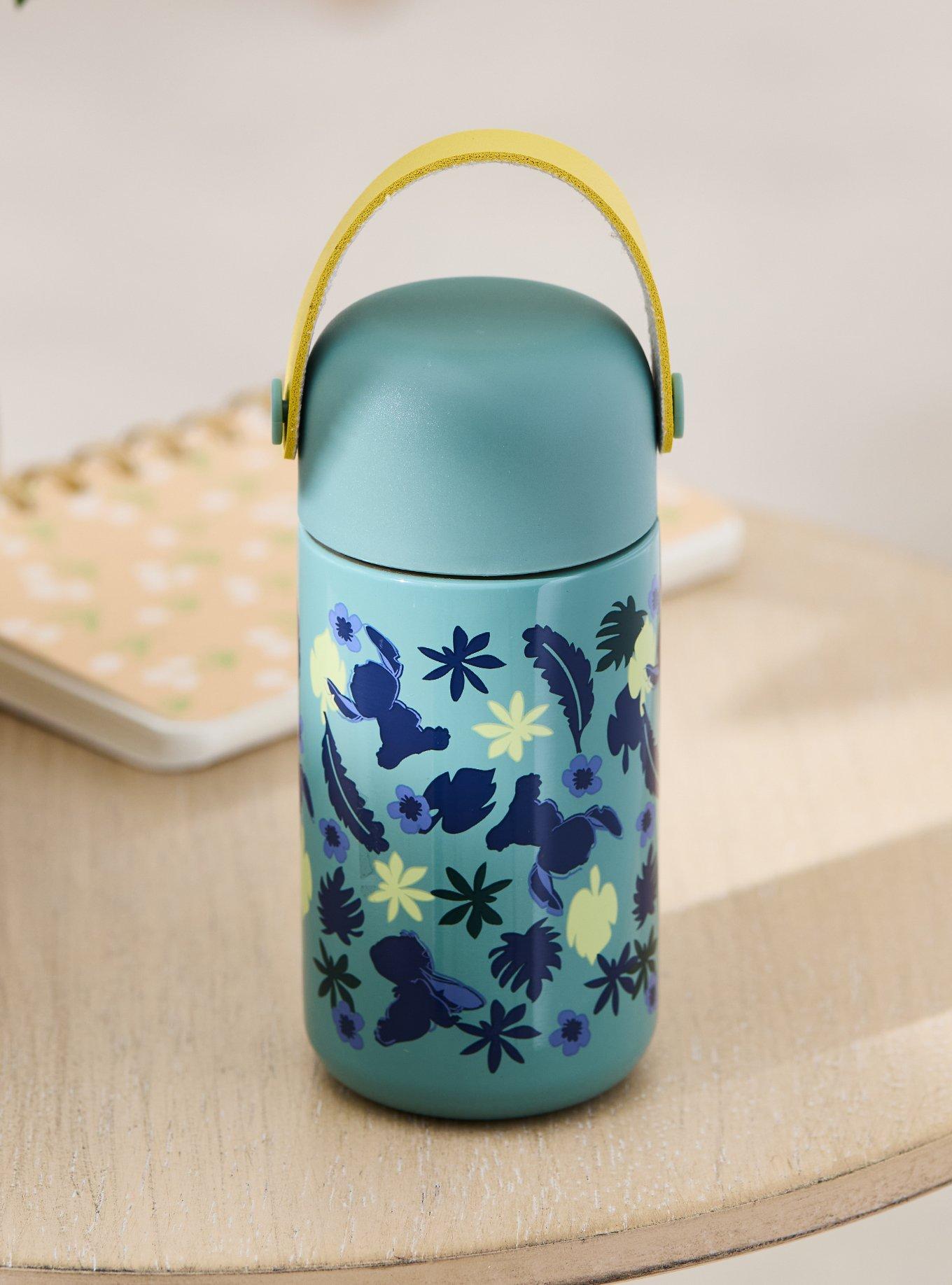 Botella mini de agua Stitch con diseño botánico