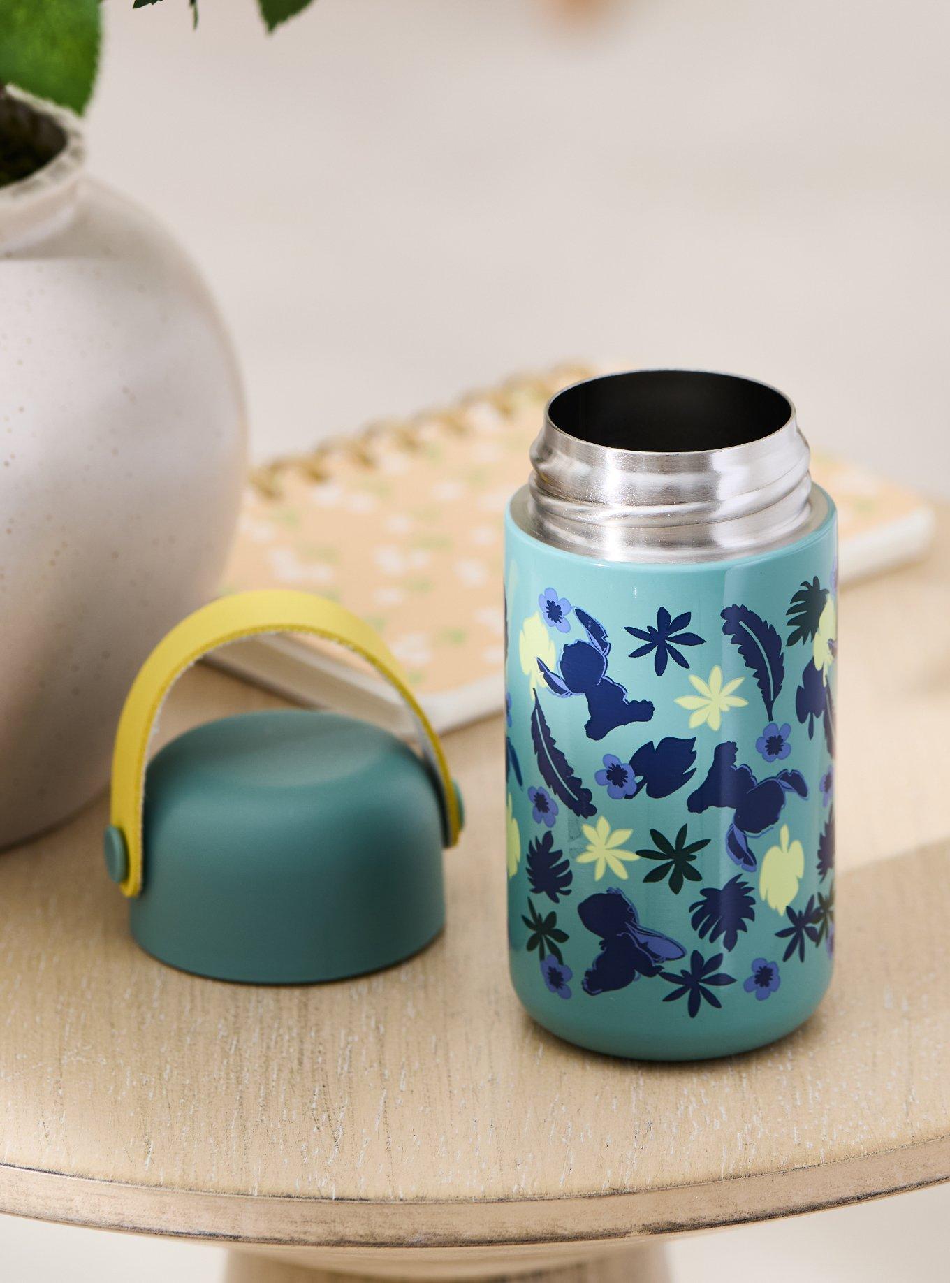Botella mini de agua Stitch con diseño botánico