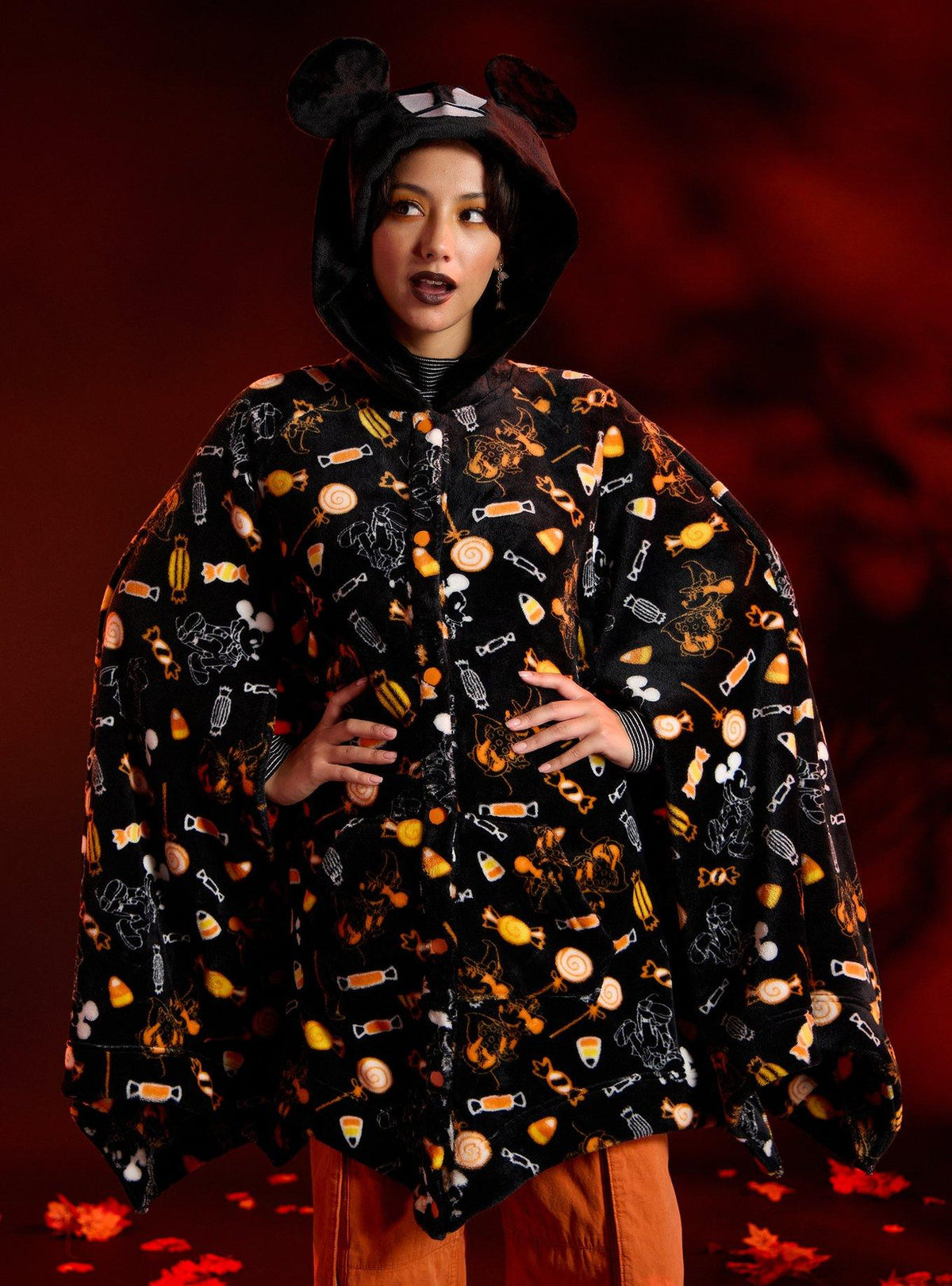 Capa afelpada con capucha Disney Halloween para niñas