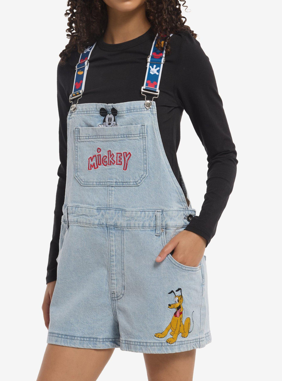 Jardinera corta de mezclilla Disney Mickey Mouse y Pluto