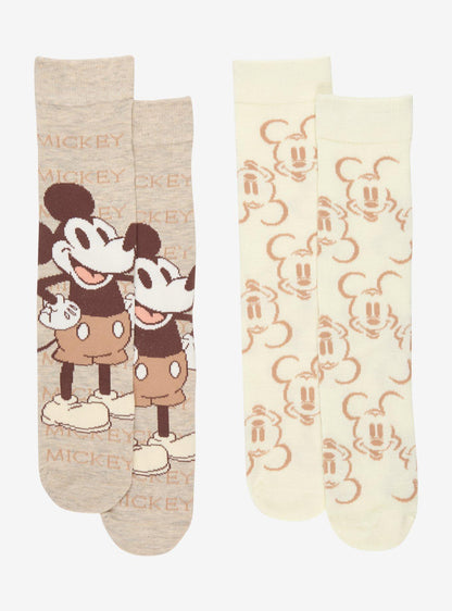 Set de calcetines beige con íconos de Mickey Mouse