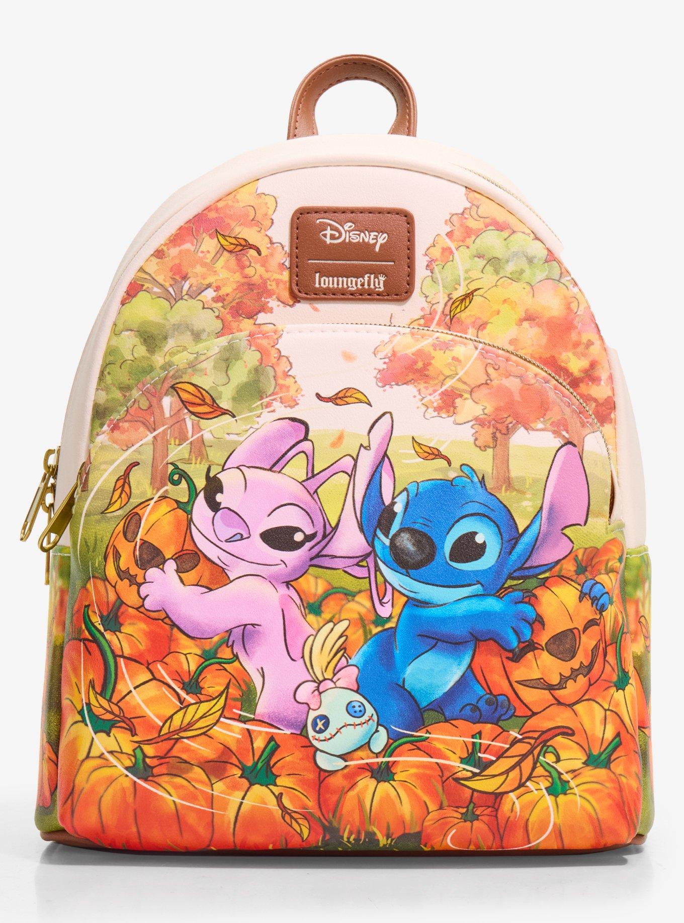 Mochila mini Disney Stitch y Angel en el huerto de calabazas