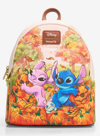 Mochila mini Disney Stitch y Angel en el huerto de calabazas