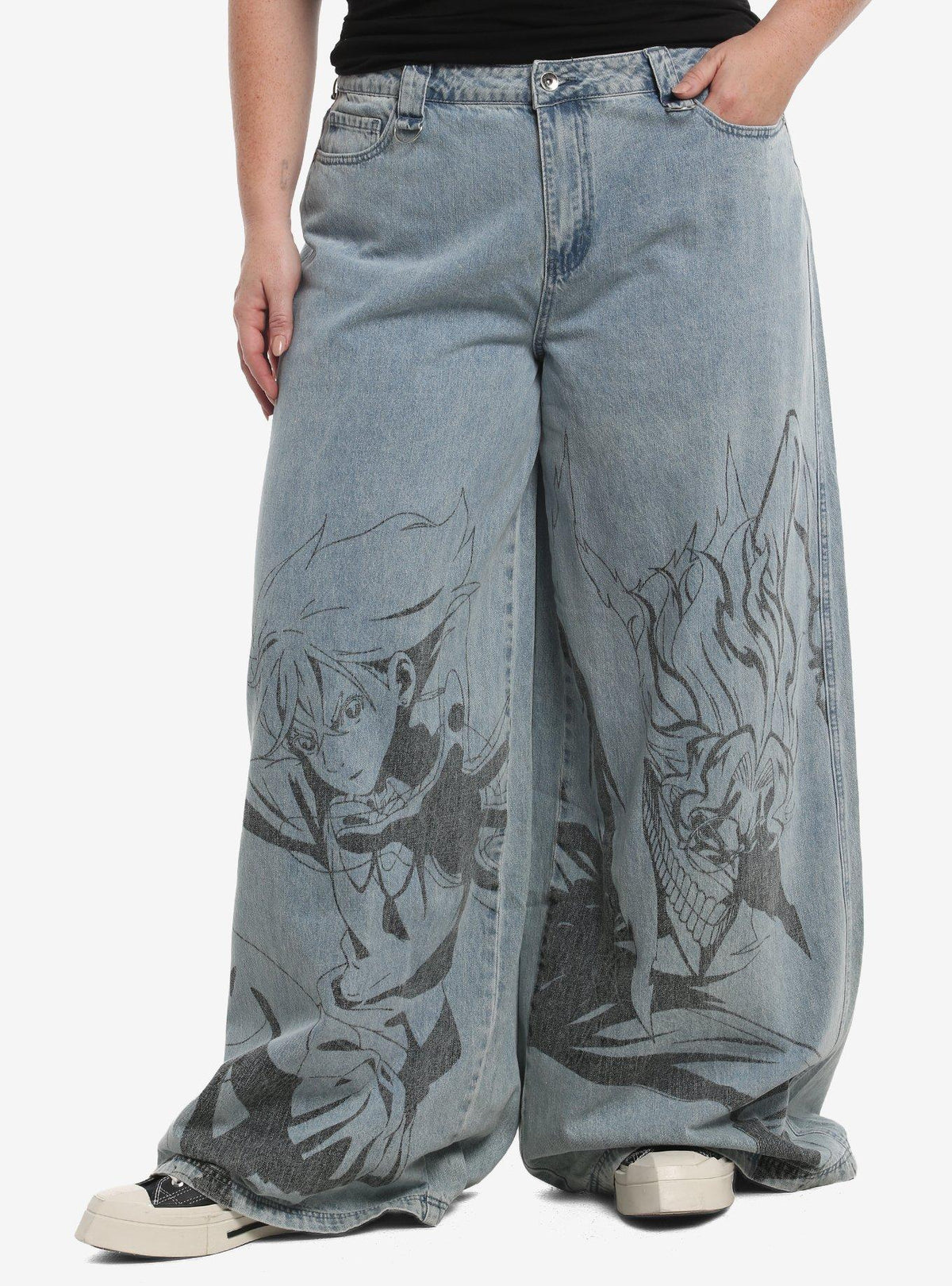 Jeans anchos Dandadan Momo y Okarun - Tallas grandes